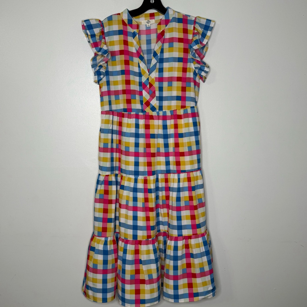 Entro Just A Dream Pink Gingham Midi Dress Size M - Picture 3 of 8
